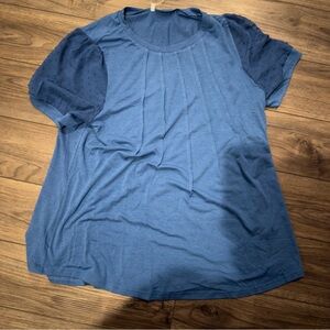 VoGrace Women's Top in Deep Blue with Textured Sleeves